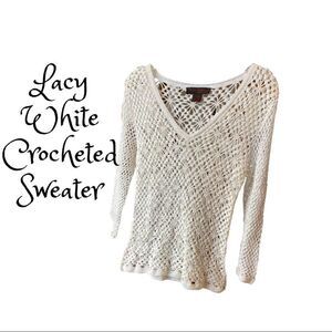💼Beautiful Crocheted Sweater, Long Sleeve, V-neck